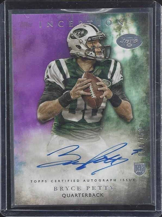 BRYCE PETTY 2015 TOPPS INCEPTION PURPLE JETS ROOKIE ON CARD AUTO RC #D 54/150