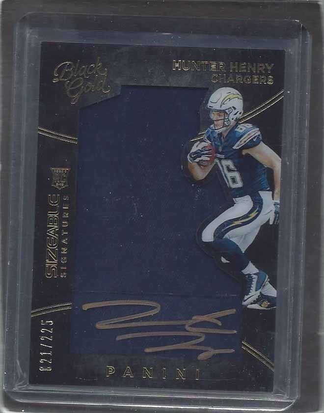 HUNTER HENRY 2016 PANINI BLACK GOLD SIZEABLE SIGNATURES JERSEY AUTO RC #D 21/225