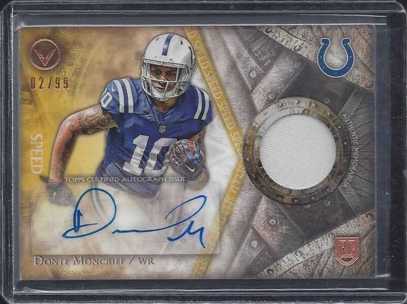 DONTE MONCRIEF 2014 TOPPS VALOR SPEED YELLOW COLTS ROOKIE PATCH AUTO RC #D 2/99