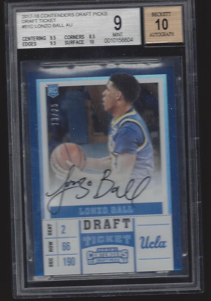LONZO BALL 2017-18 CONTENDERS DRAFT TICKET VARIATION C AUTO RC /25 BGS 9 w 10 AU