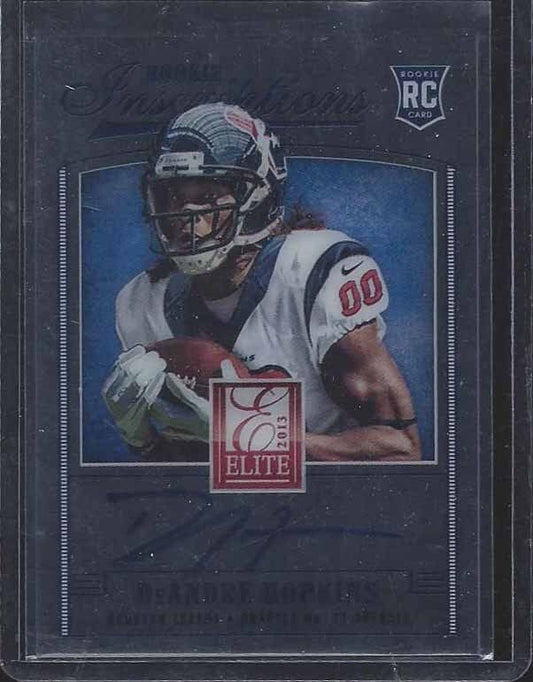 DEANDRE HOPKINS 2013 ELITE ROOKIE INSCRIPTIONS BLUE INK ON CARD SP AUTO RC #7