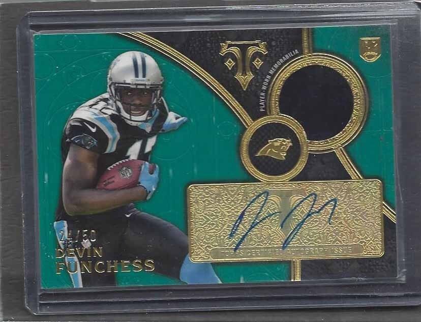 DEVIN FUNCHESS 2015 TOPPS TRIPLE THREADS GREEN ROOKIE JERSEY AUTO RC #D /50
