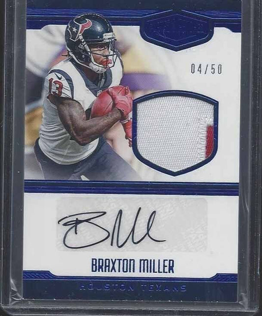 BRAXTON MILLER 2016 PLATES & PATCHES BLUE ROOKIE 2 COLOR PATCH AUTO RC #D 4/50