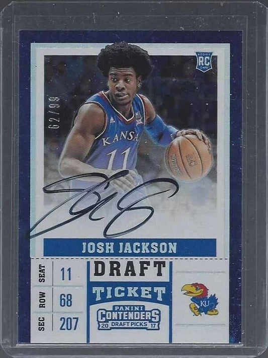 JOSH JACKSON 2017 CONTENDERS DRAFT TICKET FOIL ON CARD AUTO RC #D 62/99
