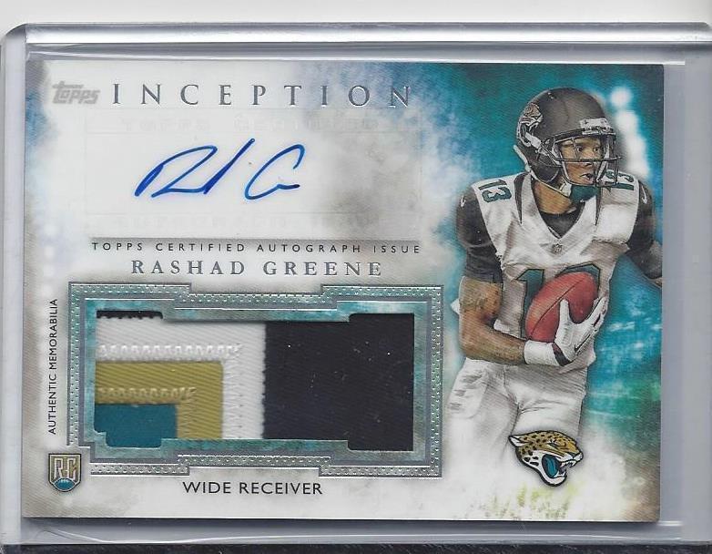 RASHAD GREENE 2015 TOPPS INCEPTION RPA 4 COLOR JUMBO JAGUAR ROOKIE PATCH AUTO RC