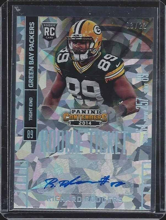 RICHARD RODGERS 2014 PANINI CONTENDERS PACKERS ROOKIE CRACKED ICE AUTO RC #D /22