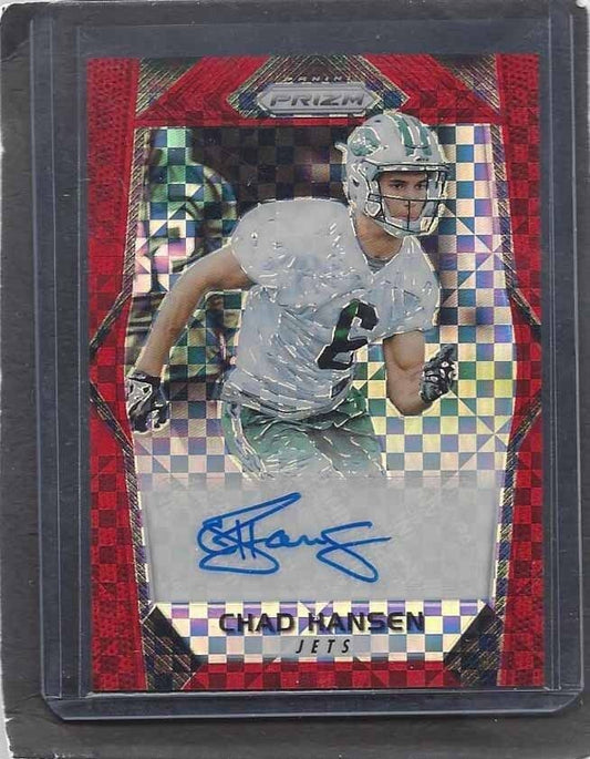 CHAD HANSEN 2017 PANINI PRIZM FOOTBALL RED POWER PRIZMS JETS AUTO RC #D 47/49