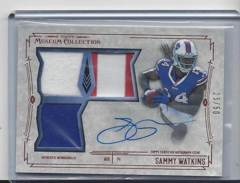 SAMMY WATKINS 2014 TOPPS MUSEUM BRONZE TRIPLE 3 CL ROOKIE PATCH AUTO RC #D 25/50