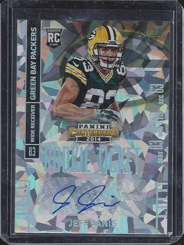 JEFF JANIS 2014 PANINI CONTENDERS PACKERS VARIATION SP CRACKED ICE AUTO RC /22