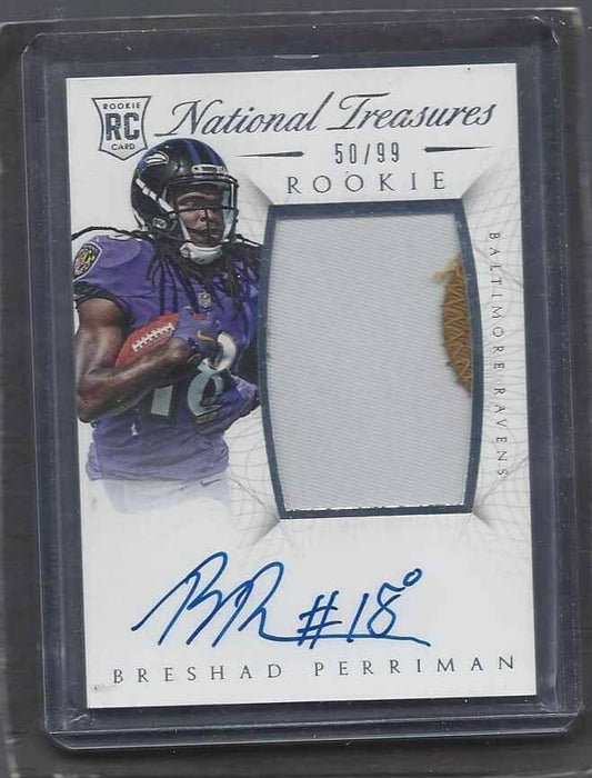 BRESHAD PERRIMAN 2015 NATIONAL TREASURES RPA TRUE ROOKIE PATCH AUTO RC #D 50/99
