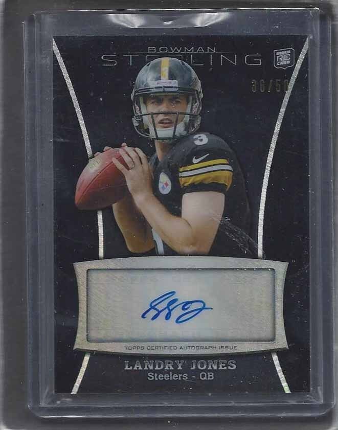 LANDRY JONES 2013 BOWMAN STERLING BLACK REFRACTOR STEELERS AUTO RC #D 36/50