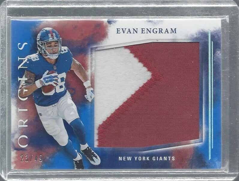 EVAN ENGRAM 2017 PANINI ORIGINS JUMBO BLUE 2 COLOR PATCH RC #D 23/49