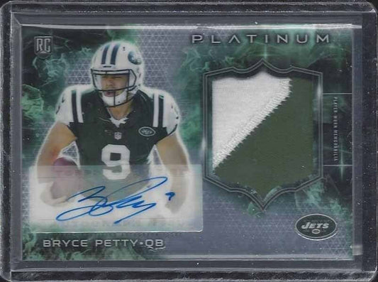 BRYCE PETTY 2015 TOPPS PLATINUM RPA JUMBO 2 COLOR JETS ROOKIE PATCH AUTO RC