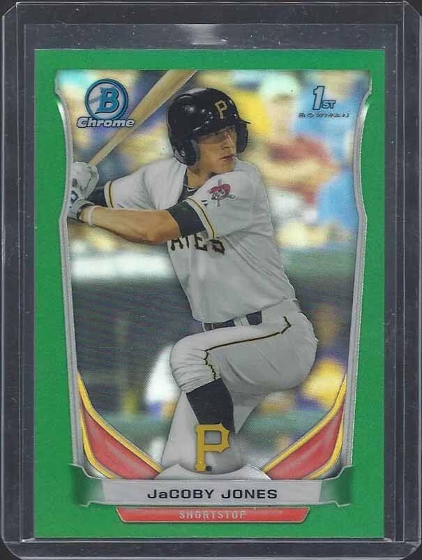 JACOBY JONES 2014 BOWMAN CHROME TIGERS PROSPECT GREEN REFRACTOR #D 58/75