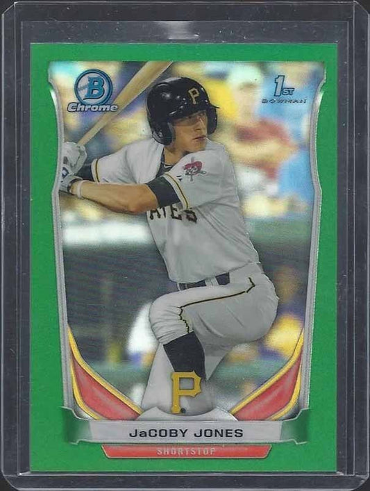 JACOBY JONES 2014 BOWMAN CHROME TIGERS PROSPECT GREEN REFRACTOR #D 58/75
