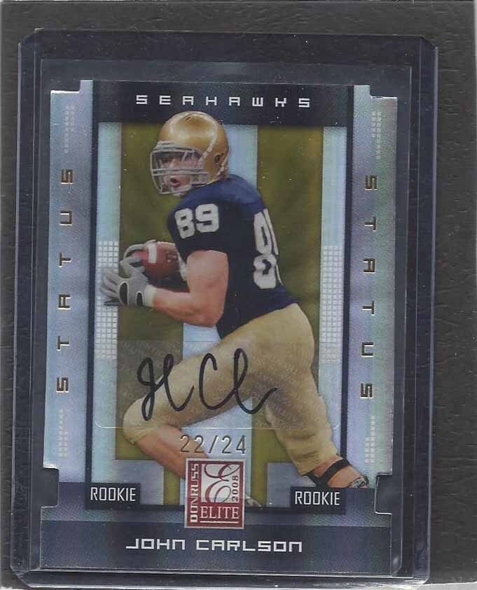 JOHN CARLSON 2008 DONRUSS ELITE STATUS GOLD DIE CUT NOTRE DAME AUTO RC #D 22/24