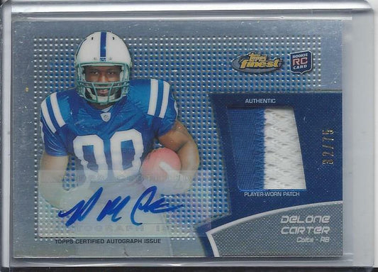 1/1 DELONE CARTER 2011 FINEST BLUE REFRACTOR RPA PATCH AUTO RC #D 32/75 JSY #32!
