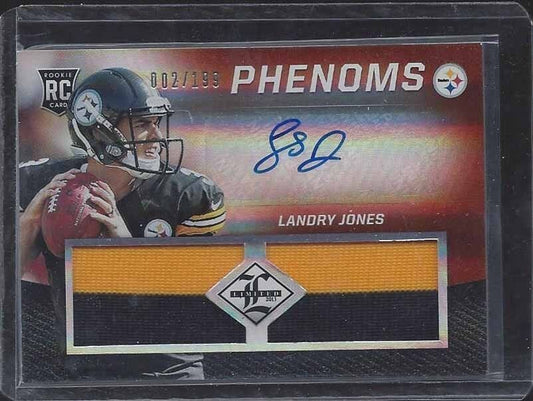 LANDRY JONES 2013 PANINI LIMITED PHENOMS STEELERS 2 COLOR PATCH AUTO RC #D 2/199