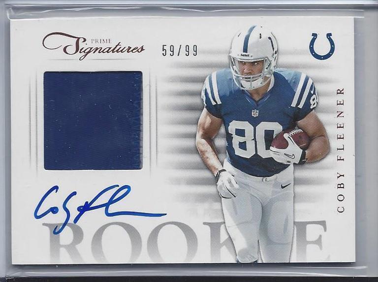 COBY FLEENER 2012 PANINI PRIME SIGNATURES 2 COLOR RPA ROOKIE PATCH AUTO RC /99
