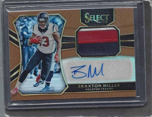 BRAXTON MILLER 2016 PANINI SELECT COPPER TEXANS 3 COLOR PATCH AUTO RC #D 37/49