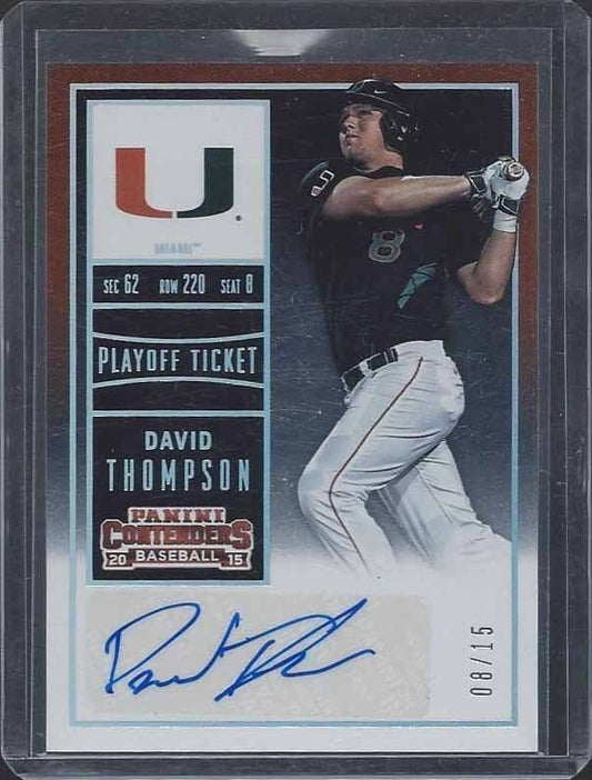 DAVID THOMPSON 2015 PANINI CONTENDERS PLAYOFF TICKET METS PROSPECT AUTO #D /15