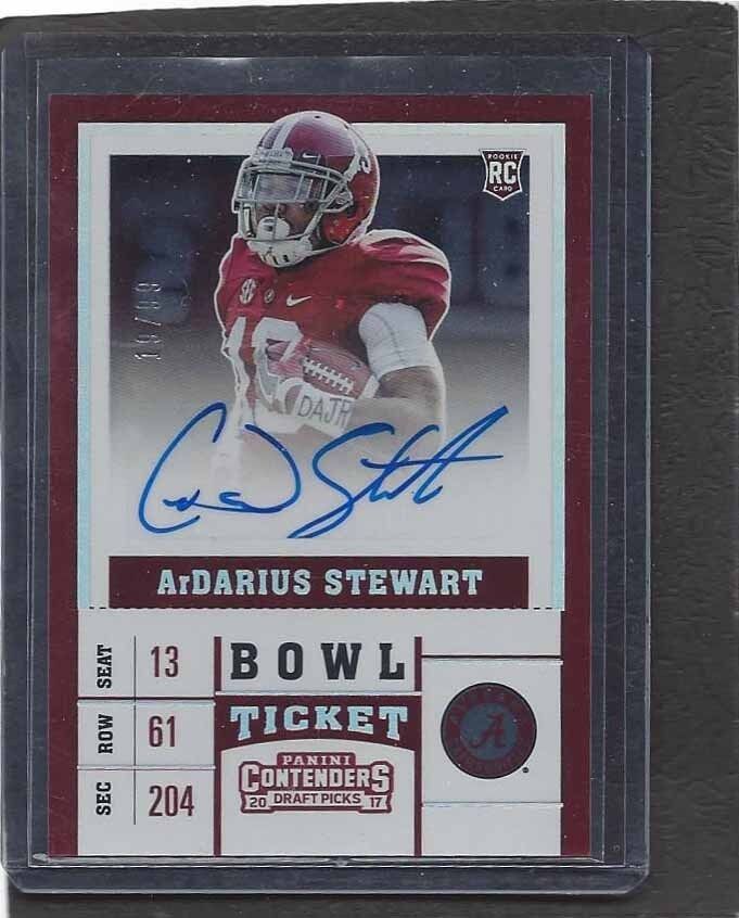 ARDARIUS STEWART 2017 PANINI CONTENDERS BOWL TICKET ROOKIE AUTO RC #D 19/99
