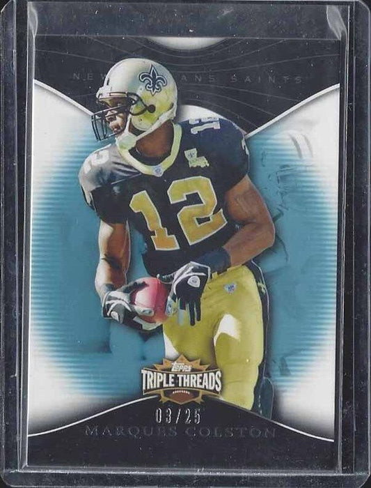 MARQUES COLSTON 2009 TRIPLE THREADS CYAN BLUE SAINTS PARALLEL #D 3/25