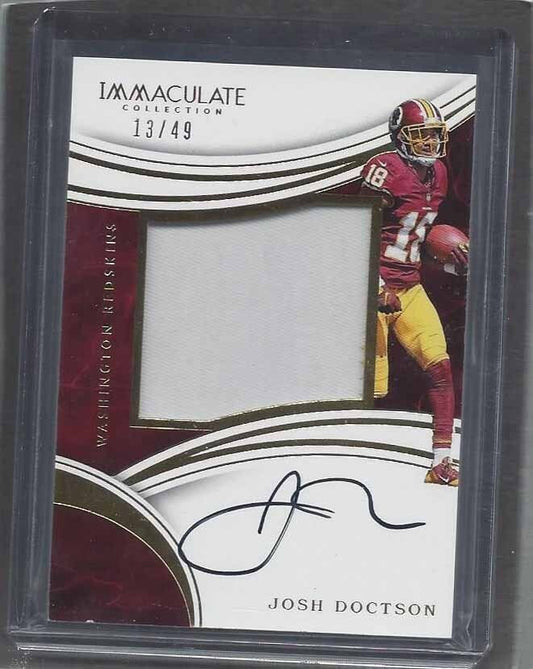 JOSH DOCTSON 2016 IMMACULATE RPA JUMBO ROOKIE PATCH ON CARD AUTO RC #D 13/49