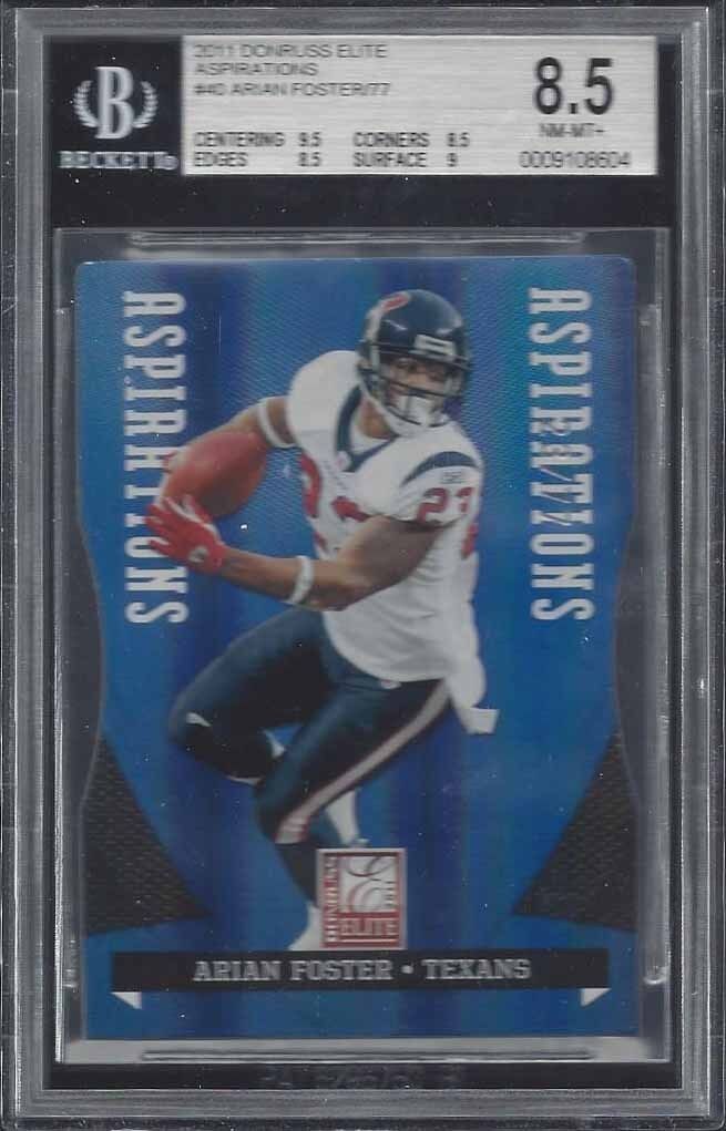 1/1 ARIAN FOSTER 2011 ELITE ASPIRATIONS BLUE DIE CUT #D 23/77 BGS 8.5 JERSEY #23