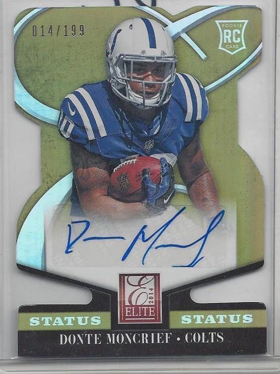 DONTE MONCRIEF 2014 ELITE STATUS GOLD DIE CUT COLTS ROOKIE AUTO RC #D /199
