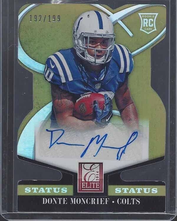 DONTE MONCRIEF 2014 ELITE STATUS GOLD DIE CUT COLTS ROOKIE AUTO RC #D /199