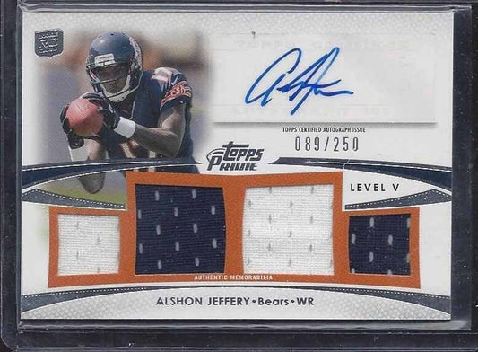 ALSHON JEFFERY 2012 TOPPS PRIME CHICAGO BEARS QUAD JERSEY AUTO RC #D 89/250