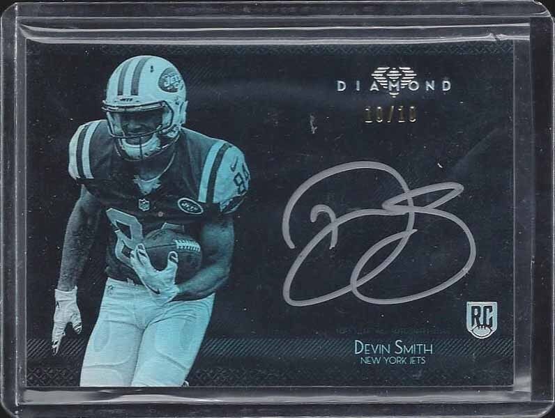 DEVIN SMITH 2015 TOPPS DIAMOND SILVER INK ON CARD JETS ROOKIE AUTO RC #D 10/10