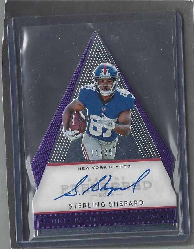 STERLING SHEPARD 2016 PREFERRED CHOICE AWARD PURPLE DIE CUT ON CARD AUTO RC /25