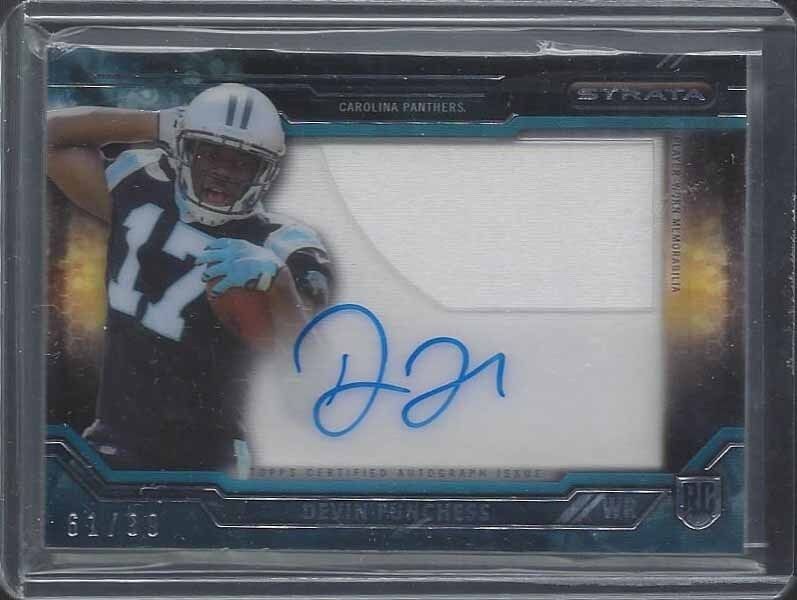 DEVIN FUNCHESS 2015 TOPPS STRATA CLEAR CUT BLUE JUMBO JERSEY ON CARD AUTO RC /99