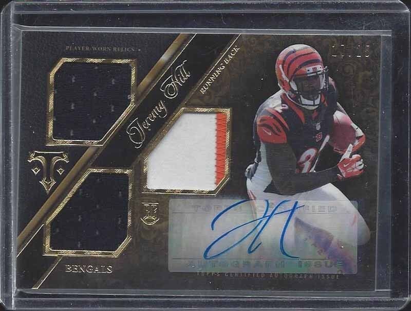 JEREMY HILL 2014 TRIPLE THREADS GOLD BENGALS TRI ROOKIE PATCH AUTO RC #D 17/25