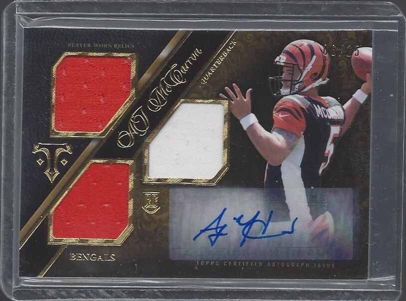 A.J. MCCARRON 2014 TOPPS TRIPLE THREADS GOLD TRI ROOKIE PATCH AUTO RC #D 6/25
