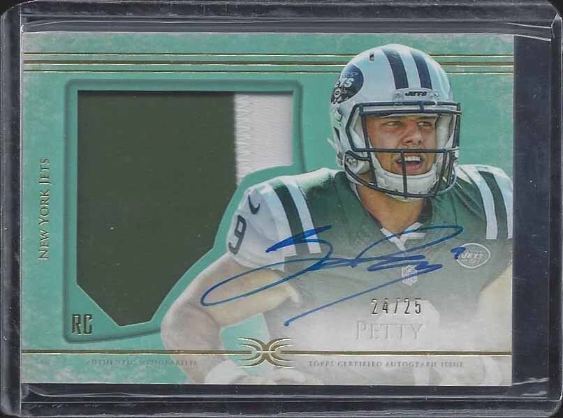 BRYCE PETTY 2015 TOPPS DEFINITIVE GREEN RPA JUMBO JETS PATCH ON CARD AUTO RC /25