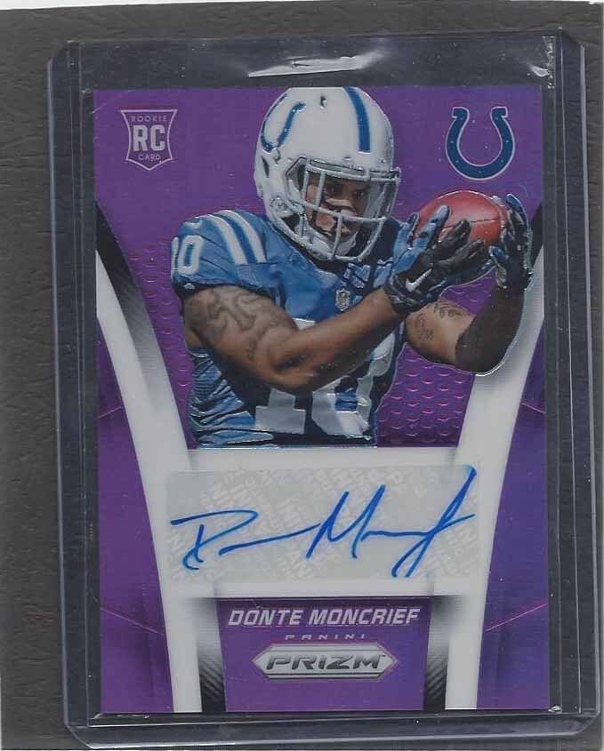 DONTE MONCRIEF 2014 PANINI PRIZM PURPLE PRIZMS COLTS ROOKIE AUTO RC #D 45/50