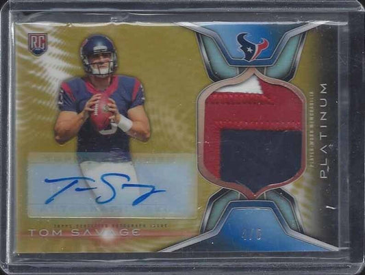 TOM SAVAGE 2014 TOPPS PLATINUM GOLD REFRACTOR RPA 3 COLOR PATCH AUTO RC #D 4/5
