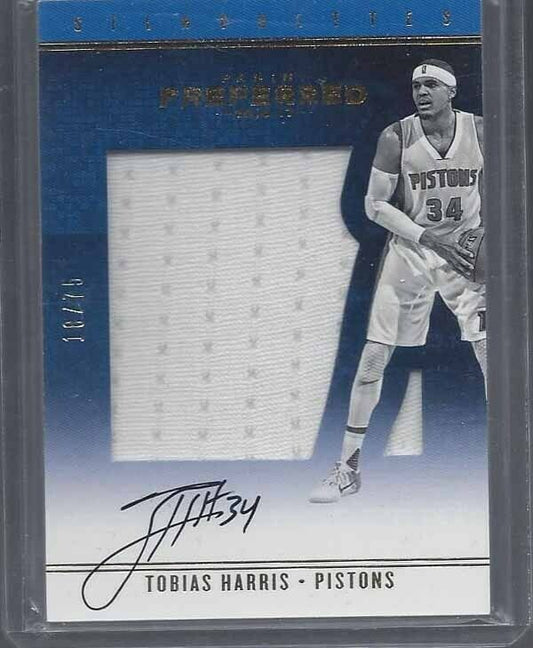 TOBIAS HARRIS 2016-17 PREFERRED SILHOUETTE JUMBO JERSEY ON CARD AUTO #D 18/75