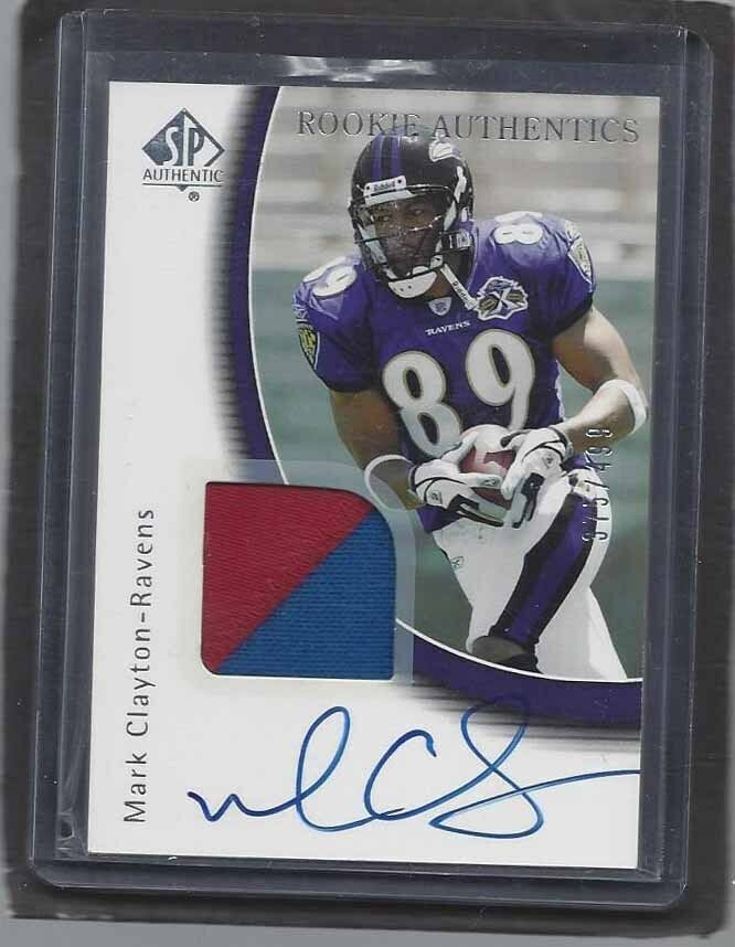 MARK CLAYTON 2005 SP AUTHENTIC RPA 2 COLOR ROOKIE PATCH AUTO RC #D 375/499