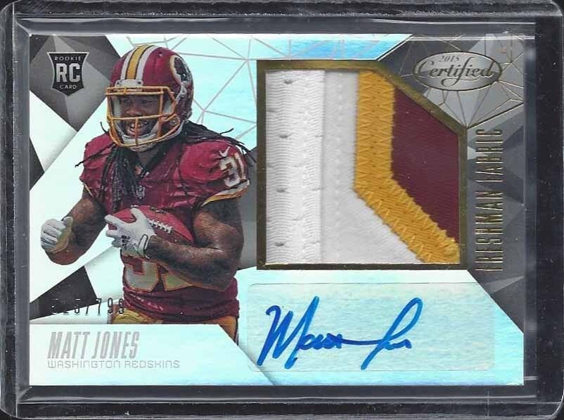 MATT JONES 2015 CERTIFIED FRESHMAN FABRIC JUMBO 3 CLR ROOKIE PATCH AUTO RC /799