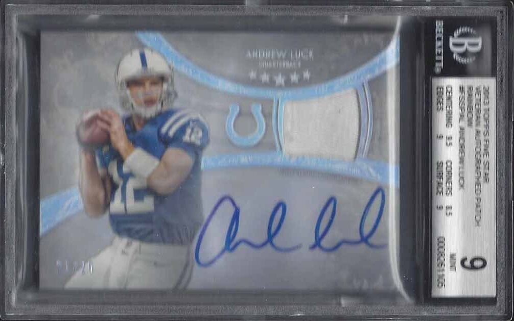 ANDREW LUCK 2013 TOPPS 5 FIVE STAR RAINBOW PATCH AUTO #D /25 BGS 9 w 10 AU POP 2