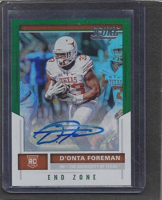 D'ONTA FOREMAN 2017 PANINI SCORE END ZONE GREEN TEXAS ROOKIE AUTO RC #D 1/6