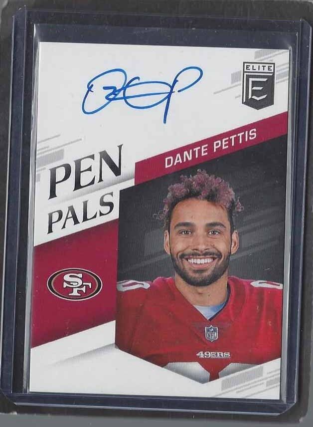 DANTE PETTIS 2018 ELITE PEN PALS BLUE INK SP ON CARD ROOKIE AUTO RC