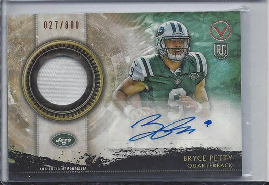BRYCE PETTY 2015 TOPPS VALOR JETS RPA ROOKIE PATCH AUTO RC #D 27/800