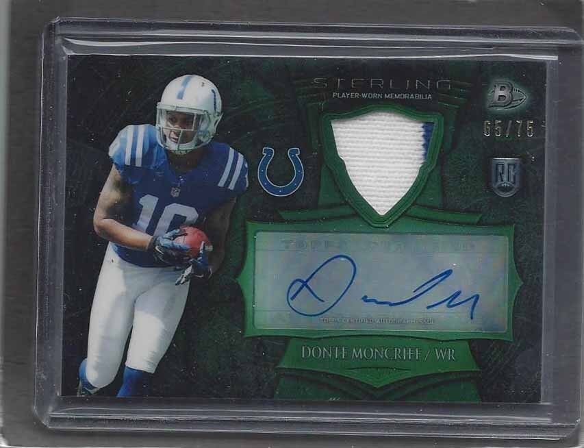 DONTE MONCRIEF 2014 BOWMAN STERLING RPA GREEN REFRACTOR PATCH AUTO RC #D /75