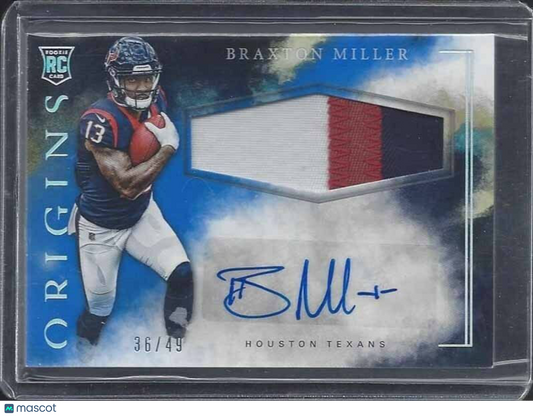 BRAXTON MILLER 2016 PANINI ORIGINS BLUE RPA 3 COLOR PATCH AUTO RC #D /49