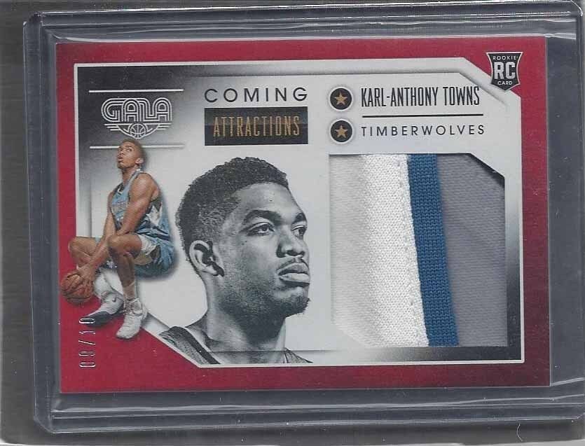 KARL ANTHONY TOWNS 2015-16 PANINI GALA COMING ATTRACTIONS RED JUMBO PATCH RC /10